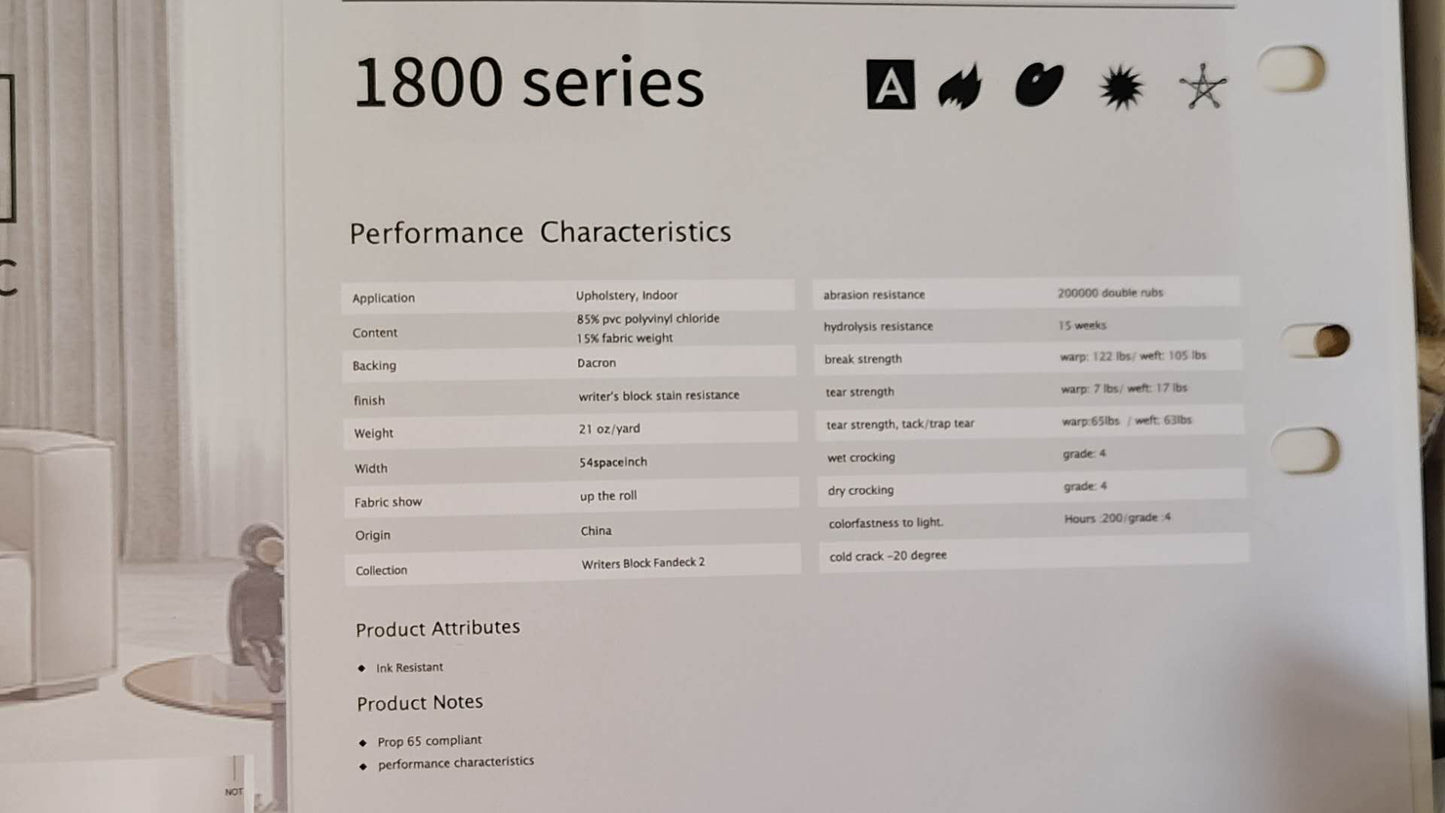 Vinyl 1800 Series Premium Grade. #1831 Cream
