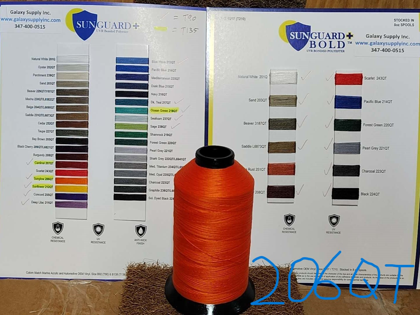 Sunguard, Tex 90 Outdoor Threads, Chemical & UV Resistance, 8 oz. Spool