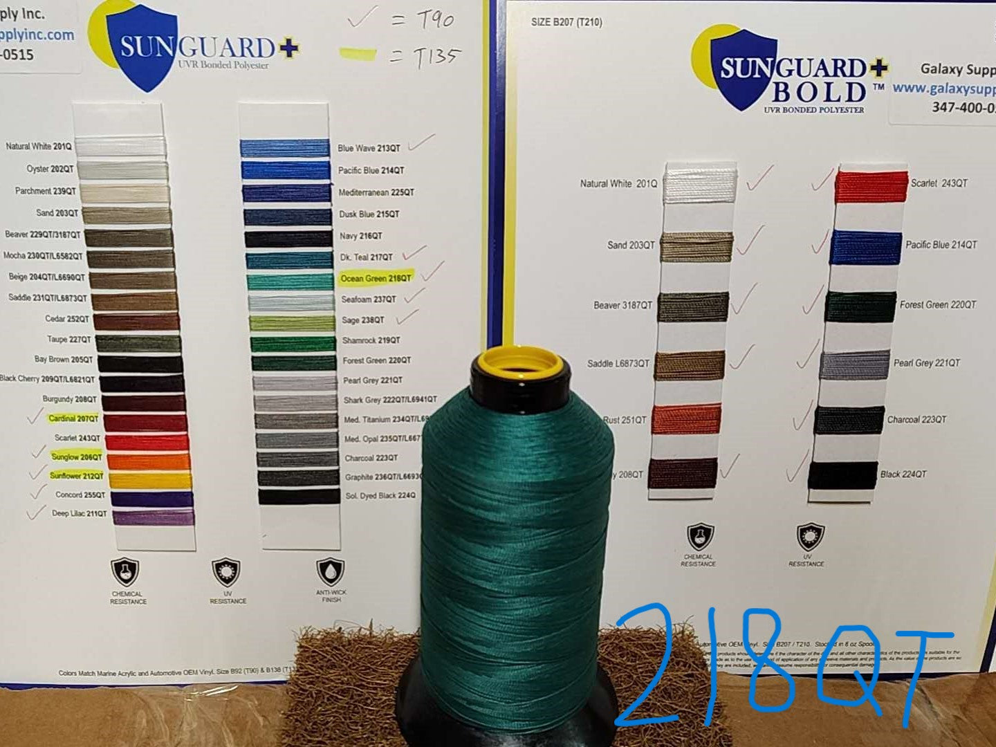 Sunguard, Tex 135 Outdoor Threads, Chemical & UV Resistance, 8 oz. Spool