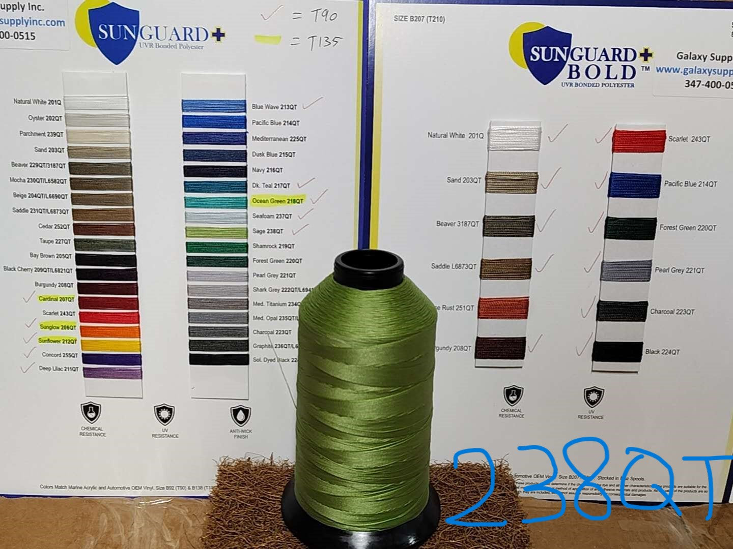 Sunguard, Tex 90 Outdoor Threads, Chemical & UV Resistance, 8 oz. Spool