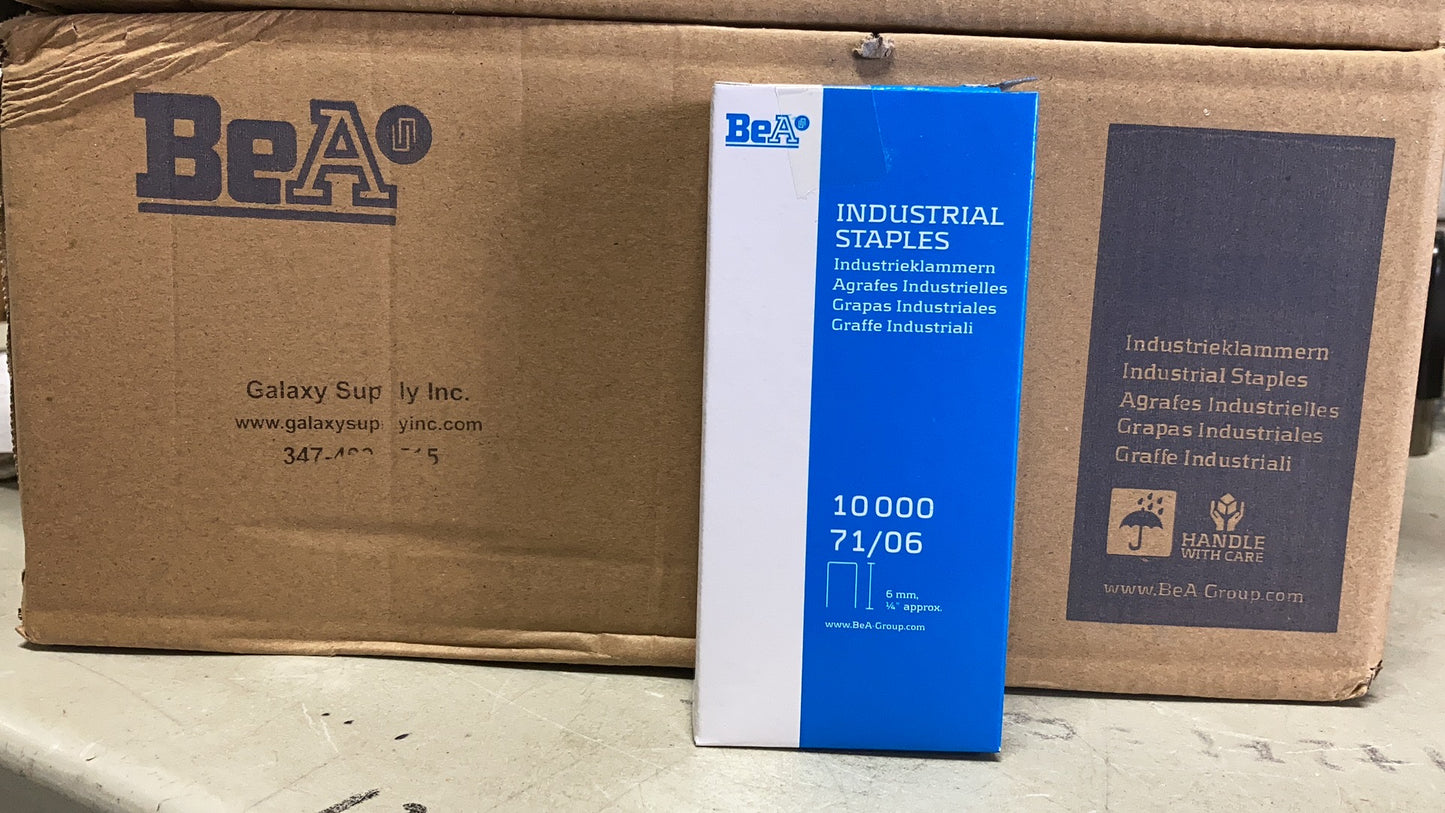 BEA 71 Series 22 Gauge 3/8" Crown Upholstery Staples Galvanized / Stainless Steel