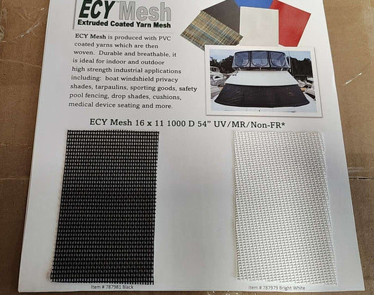 Marine Grade Ecy Mesh Fabric 54" Wide. Mildew Resistant, UV Resistant, & Non Flame Retardant