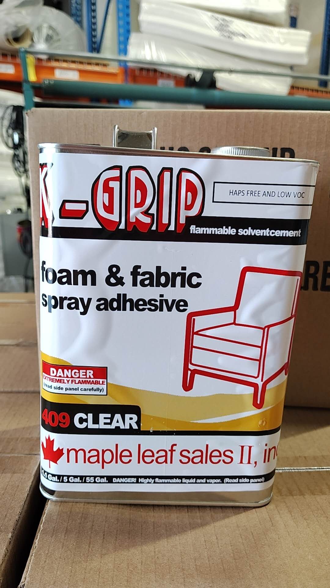 K Grip 409+ Clear 1 Gallon Foam & Fabric Spray Adhesive. Extremely Flammable