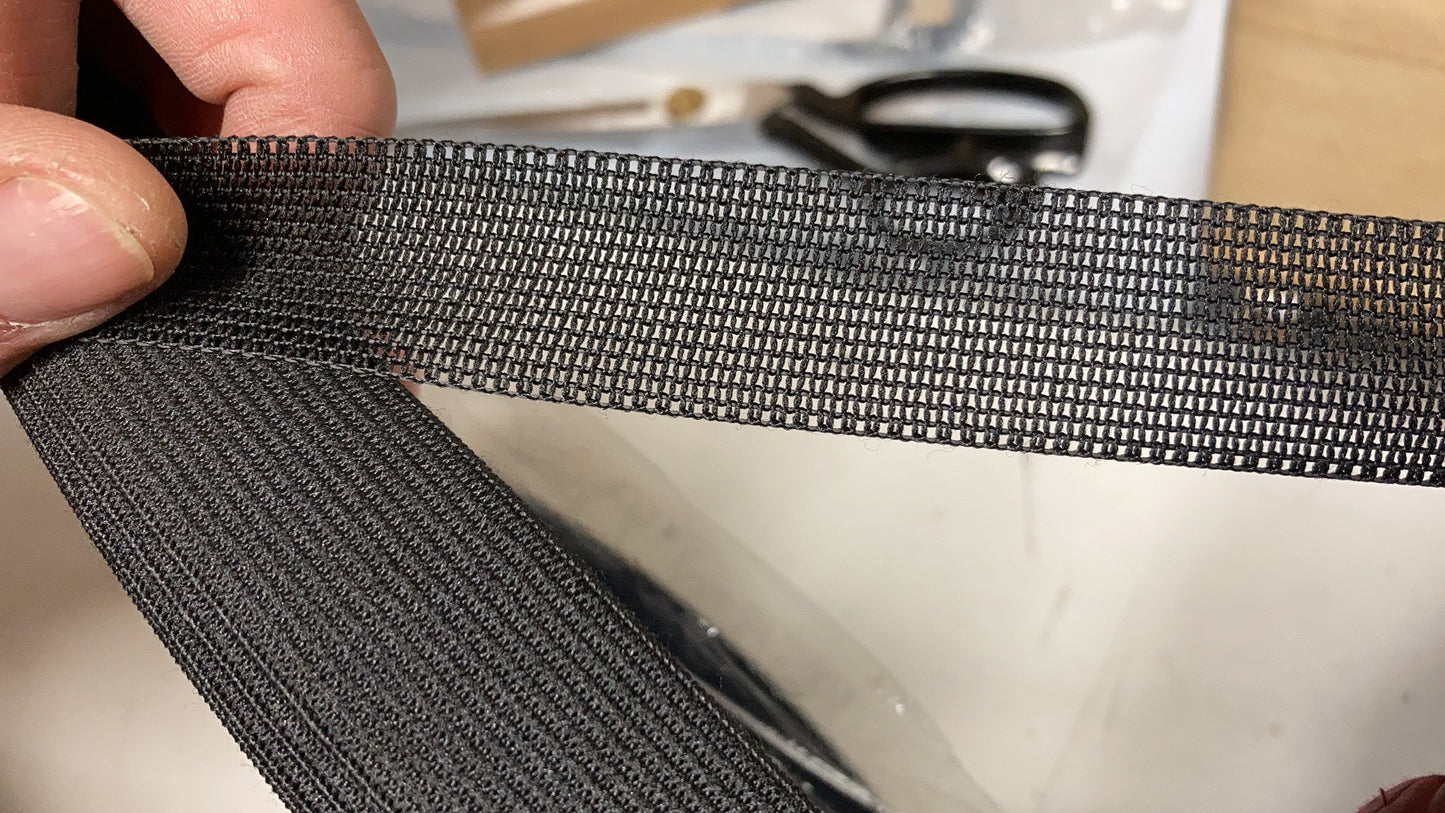 Upholstery Webbing --- Knitted Elastic Webbing 1" Black / White. Full Roll 100 Yards