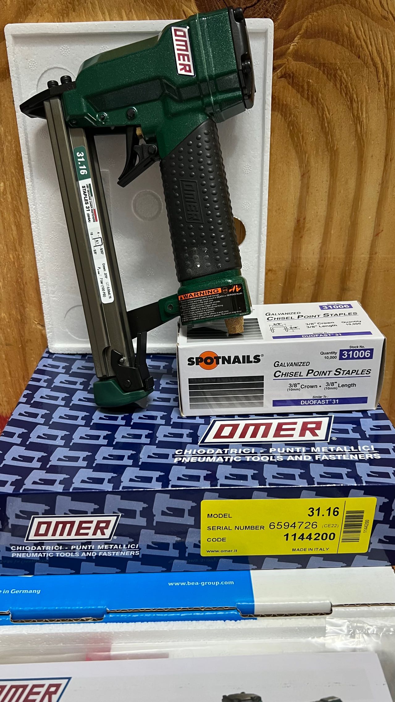 OMER 31 Series Stapler Only 31.16, 22 Gauge 3/8" Crown