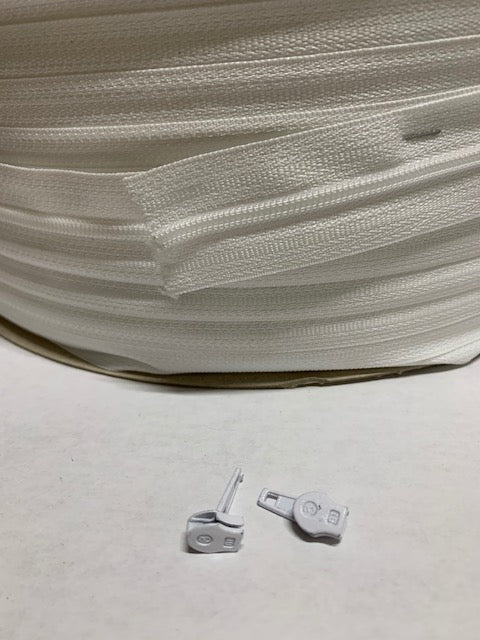 Zippers & Sliders, Size #3, Beige, Black, & White