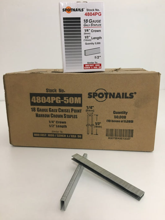 Spotnails 90 Series Staples. Similar To Senco L Series. 18 Gauge 1/4" Crown