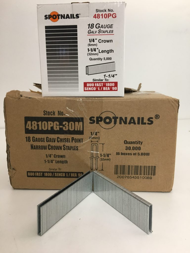 Spotnails 90 Series Staples. Similar To Senco L Series. 18 Gauge 1/4" Crown