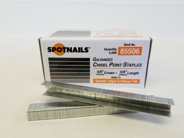 Spotnails T50 Series Staples. Similar To Arrow T50 = A11 Staples. 20 Gauge 3/8" Crown