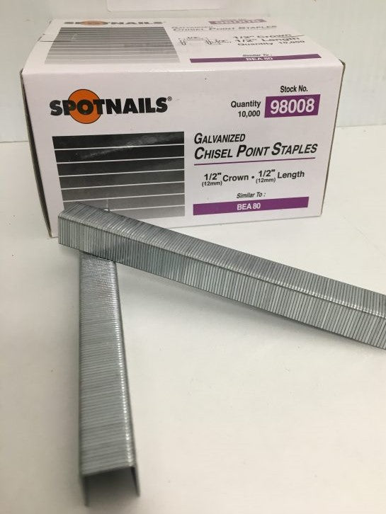 Spotnails 80 Series Staples. Similar To BEA 80 Series. 21 Gauge 1/2" Crown