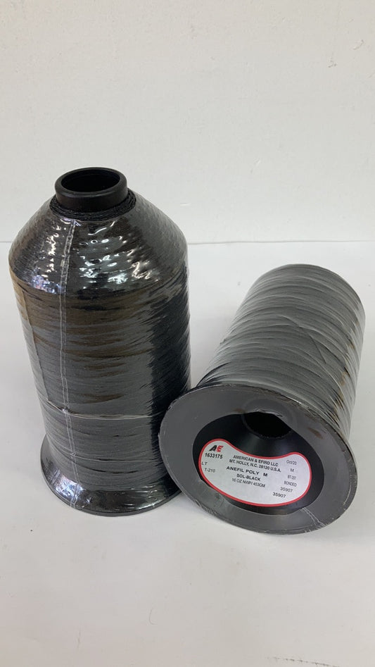 A&E LLC, Tex 210 Polyester Threads, Black Color 16 oz. Spool