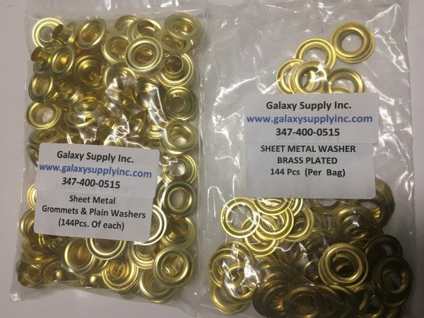 Size 0 Brass Plated Sheet Metal Grommets and plain washers for