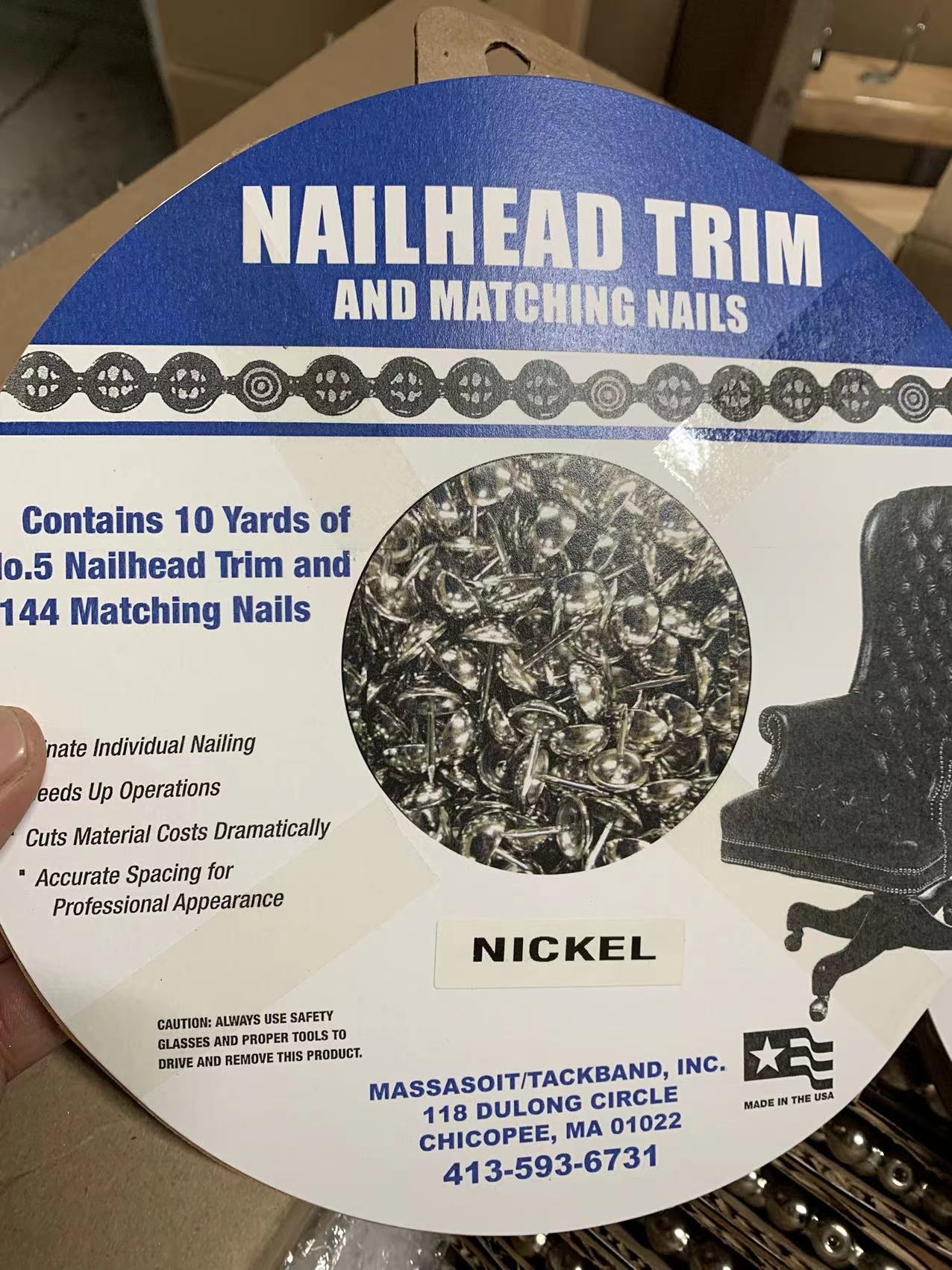 Nailhead Trim 10 Yards With 144 Matching Nails, Diameter 7/16"