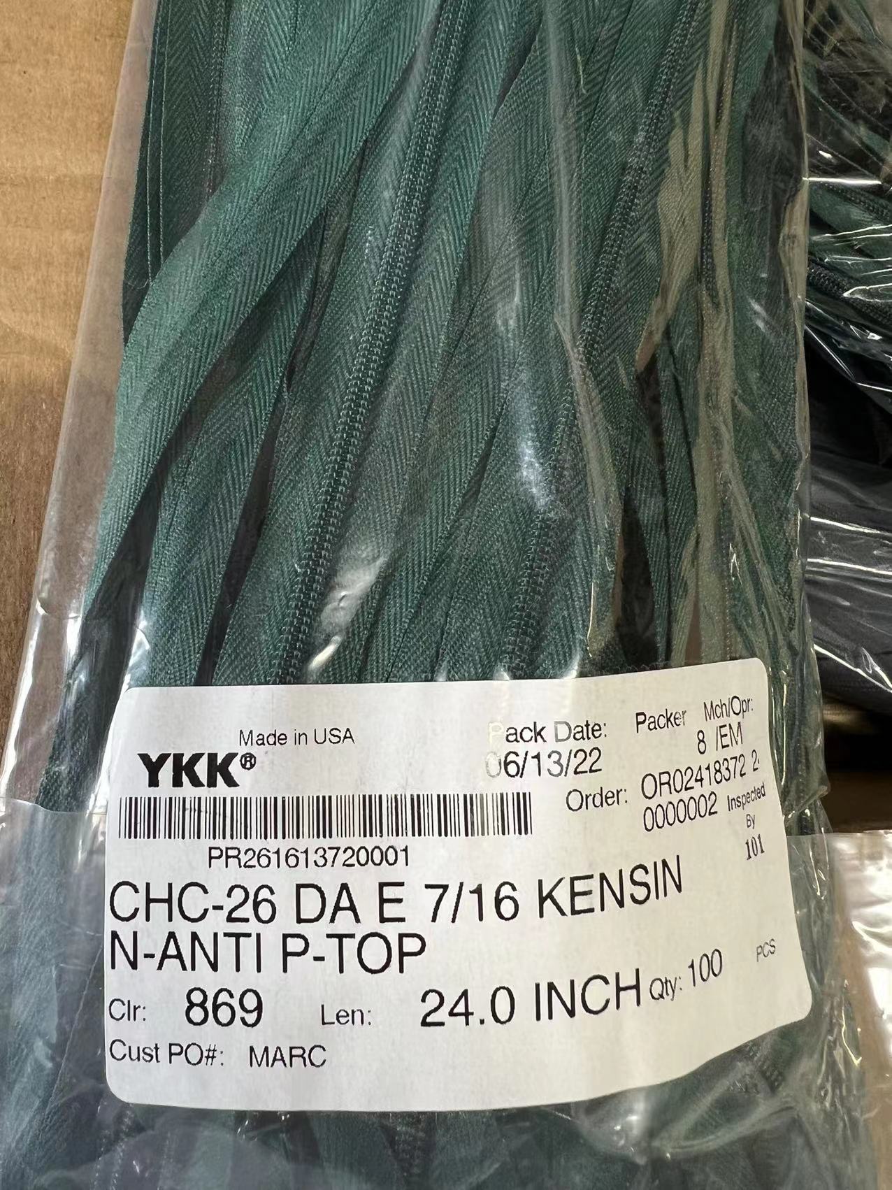 YKK #3 Invisible Nylon Coil Non-Separating ( Close End ) Upholstery Zipper