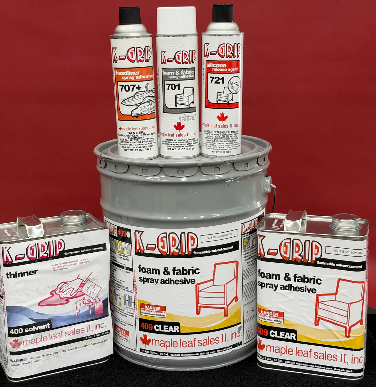 K Grip 409+ Clear 5 Gallon2 Foam & Fabric Spray Adhesive. Extremely Flammable