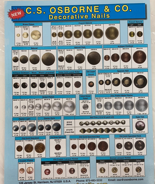 C.S. Osborne & Co. Decorative Nails Size Chart