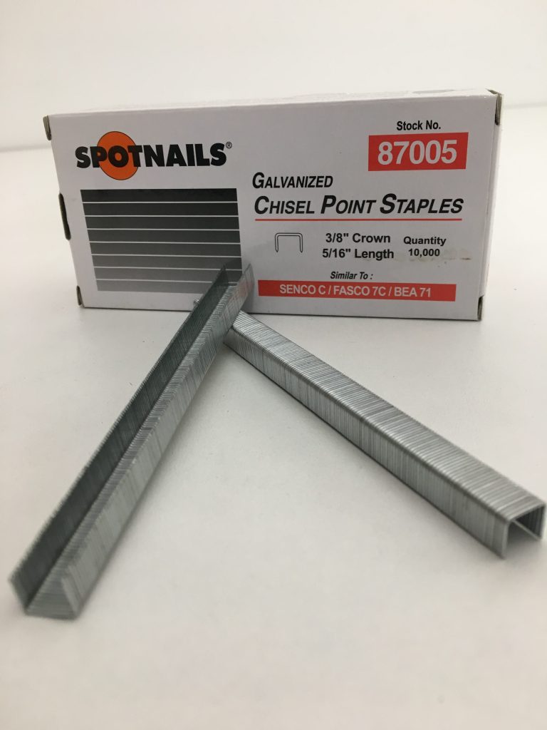 Spotnails 8700_ Similar To BEA 71 Series Staples. 22 Gauge 3/8" Crown Galvanized / Stainless Steel