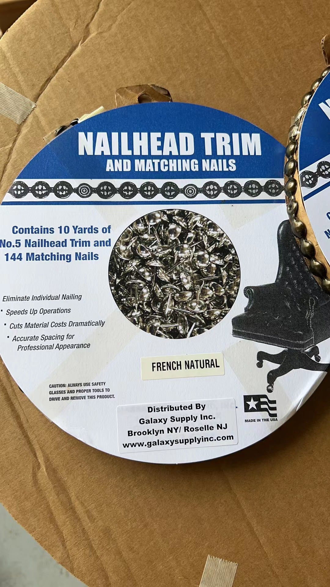 Nailhead Trim with Matching Nails 10 Yards with 144 Nails