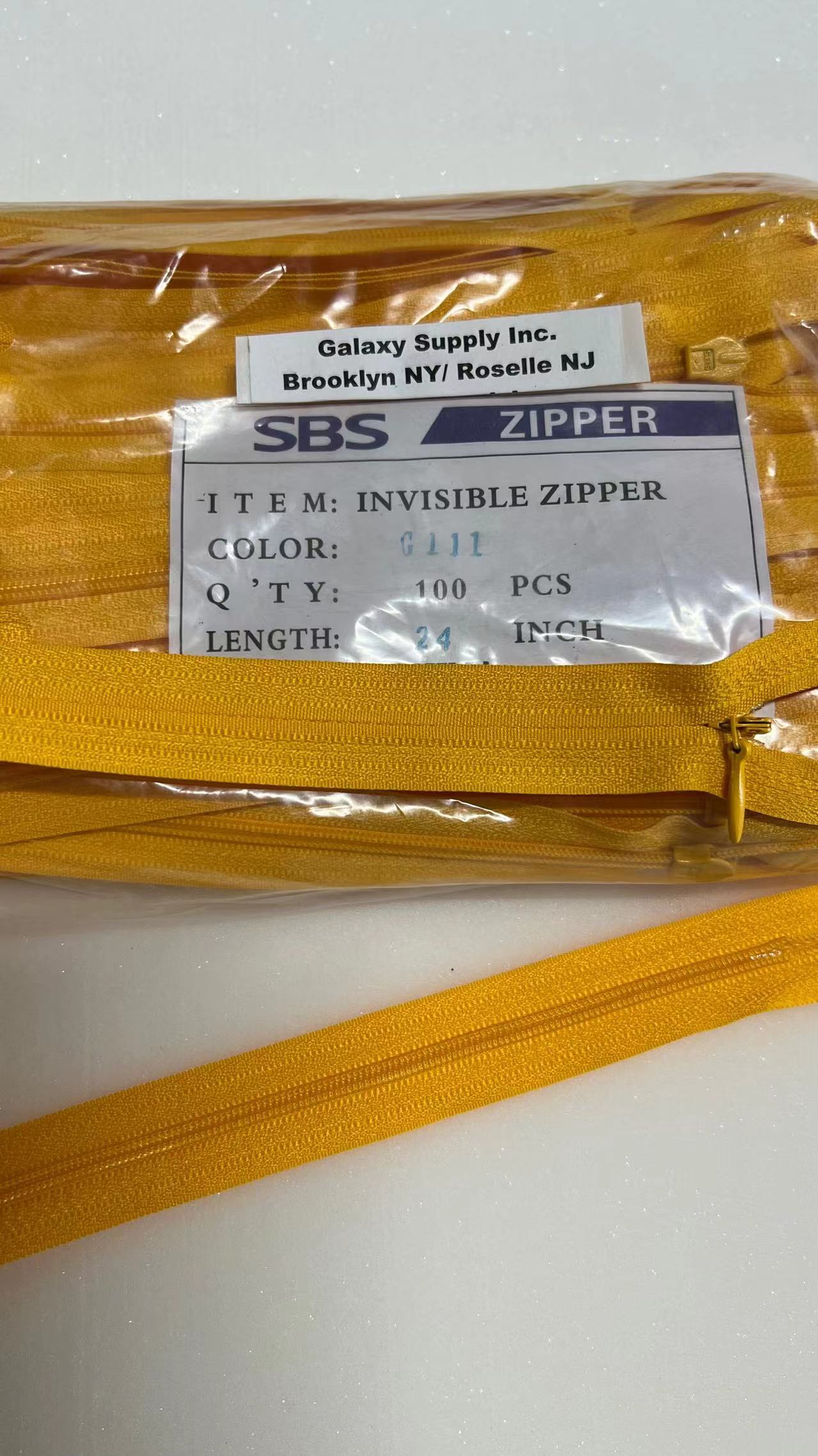 SBS #3 Invisible Nylon Coil Non-Separating ( Close End ) Upholstery Zipper & Sliders ( Sold By 1 / 20 Pcs )