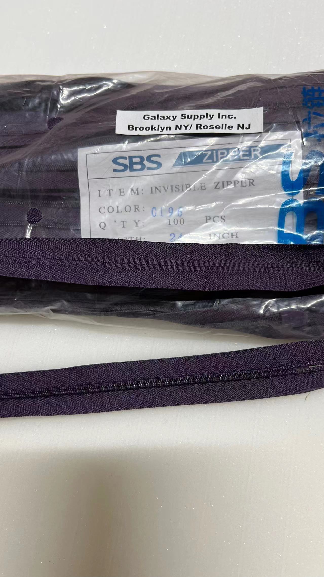 SBS #3 Invisible Nylon Coil Non-Separating ( Close End ) Upholstery Zipper & Sliders ( Sold By 1 / 20 Pcs )