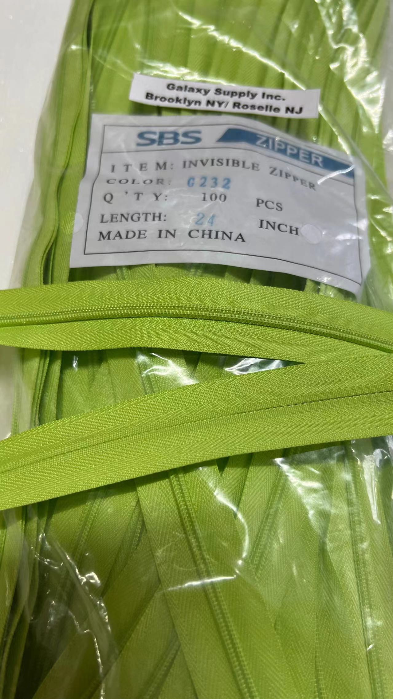 SBS #3 Invisible Nylon Coil Non-Separating ( Close End ) Upholstery Zipper & Sliders ( Sold By 1 / 20 Pcs )