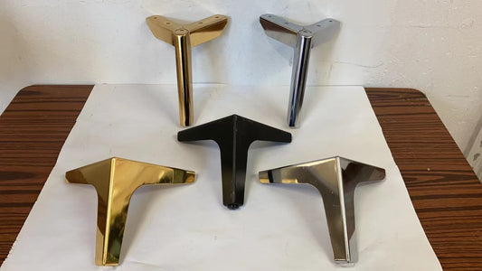 5" Modern, Metal Furniture Leg, 3 Colors, Set of 4 Pcs + 16 Pcs 1-1/4" T17 Wood Working Screws