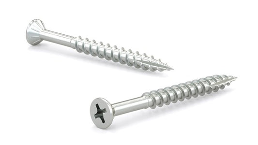Phillips Flat Head With Nibs Particle Board Screws, Type 17, Zinc Plated.